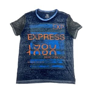 Express Blue and Orange Graphic Tee